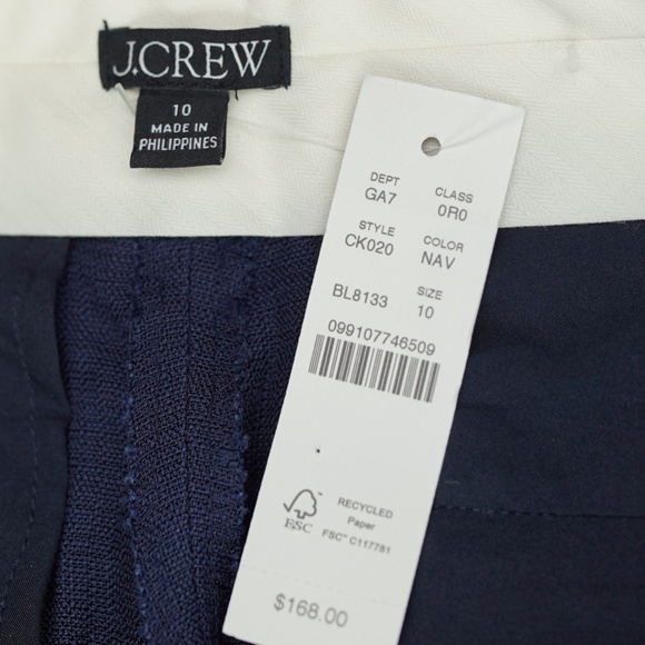 New JCREW Size 10 Cuffed Wide-Leg Trouser Pant in Luster Canvas Navy $168 CK020 - Picture 4 of 4